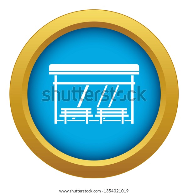 Bus Stop Icon Blue Isolated On のイラスト素材