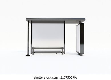 Bus Stop Bus Shelter Mockup With White Background 3D Rendering