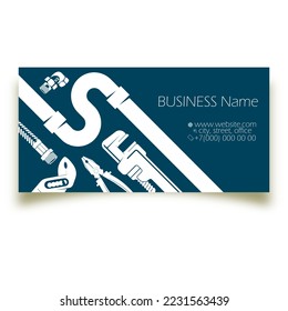 Business card concept for plumber. Plumbing tool for plumbing repair and service - Powered by Shutterstock