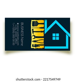 Business card concept for repair and construction. Repair tool set and house silhouette - Powered by Shutterstock