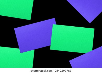 Business card, corporate identity branding design. Colorful green and purple business card photo. Business card branding showcase aesthetic photography. Branding modern business card for mockup. - Powered by Shutterstock