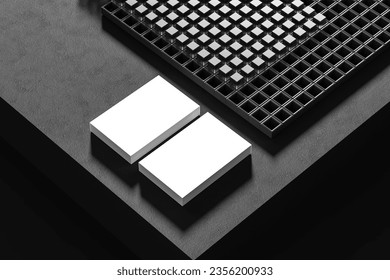 Business card mock up isolated on dark background. 3D illustration - Powered by Shutterstock