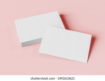 Business Card Mockup Isolated On Pink Background 3d Rendering