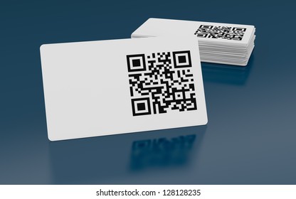 Business Card With Qr Code (3d Render)