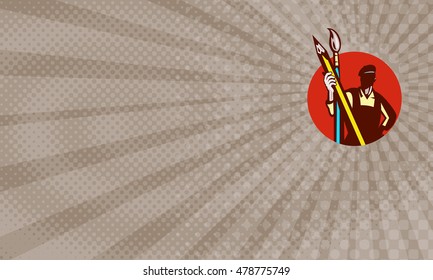 Business Card showing Illustration of an artist painter holding a pencil and paintbrush set inside circle on isolated background done in retro style.


 - Powered by Shutterstock