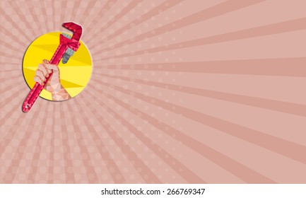 Business card showing Low polygon illustration of a hand holding monkey wrench viewed from the side set inside circle on isolated background. - Powered by Shutterstock