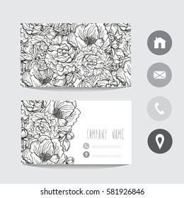 Business card template, design element. Can be used also for greeting cards, banners, invitations,flyers, posters. Decorative flowers