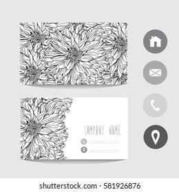 Business card template, design element. Can be used also for greeting cards, banners, invitations,flyers, posters. Decorative flowers