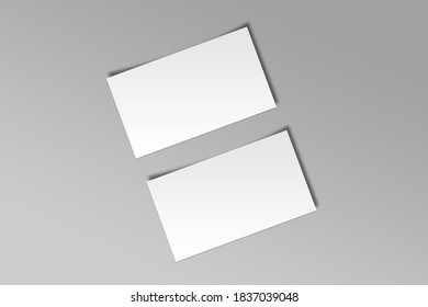 Business Cards 3d Rendering Mockup into grey gradient background with drop shadow