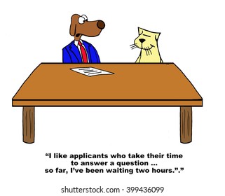 Business Cartoon About Answering Questions During A Job Interview.