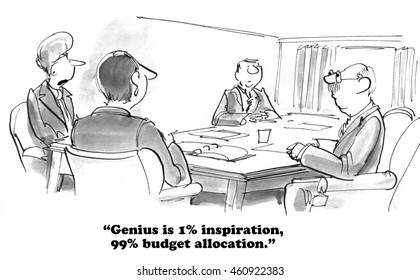 Business cartoon about the importance of budget allocation.