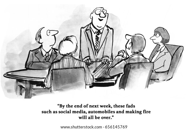 Business Cartoon About Manager Believing Social Stock Illustration ...