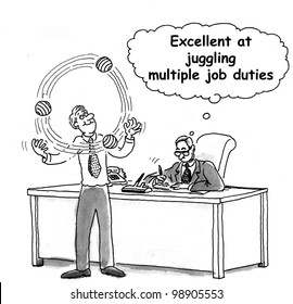 Business Cartoon On Juggling Multiple Job Duties