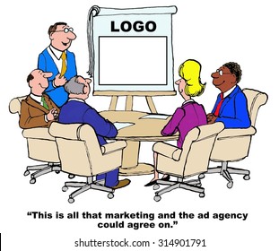 Business Cartoon Showing Businesspeople In A Meeting And A Blank Chart.  Leader Says, 