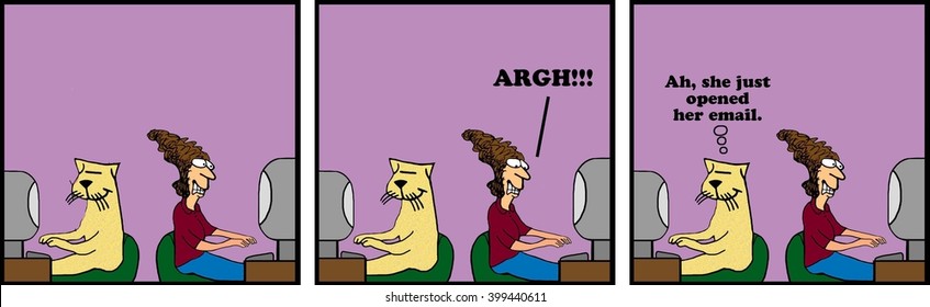 Business Cartoon Strip About Too Much Email.