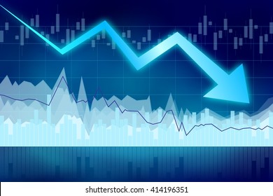 Business Chart With Downwards Arrow - Great For Topics Like Financial Problems, Recession, Crisis, Market Break Down Etc.