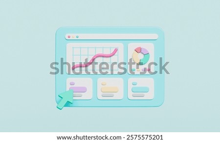 Business Chart Graph Dash Board  Icon. 3D Rendering
