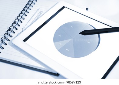 business chart and touch screen tablet-pc