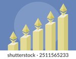  Business concept with a ethereum sign and growth chart