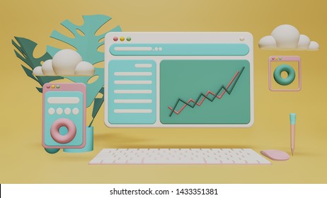 Business concept ,  Interface symbols. Cloud computing
 connecting technology devices 3D rendering
