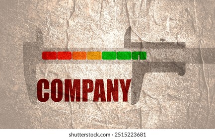 Business concept. Keyword company and the caliper - Powered by Shutterstock