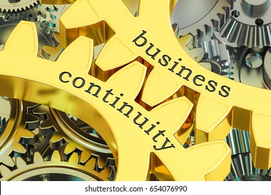 Business Continuity Concept On The Gearwheels, 3D Rendering