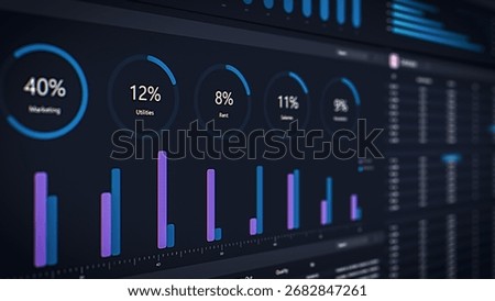 Business Customer Management Software Interface Featuring Orders and Sold Items in a Online Store Backend. User Interface with Tasks, Projects and Logistics Tools on a Professional Dark Theme