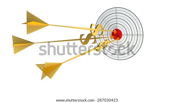 Business Darts Clouds Goal Golden Arrow Stock Illustration 287030423