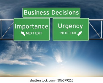 Business Decision Making Focusing On Decisions Of Importance Or Urgency. 