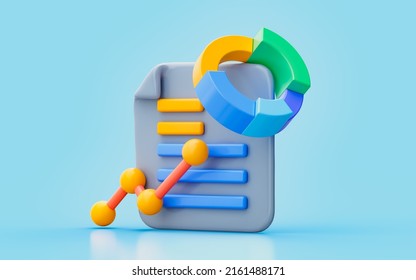 business document chart analyze 3d illustration profitable marketing data planning strategy  
