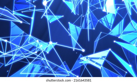 Business Dotted Line Plexus Crystal Blue 3d Render Loop