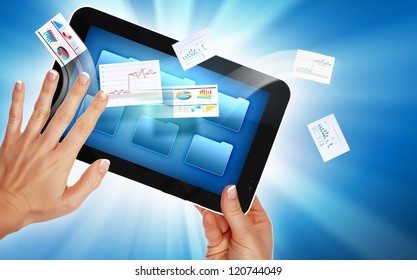 business , e-commerce concept illustration with graphs and charts from computer - Shutterstock ID 120744049