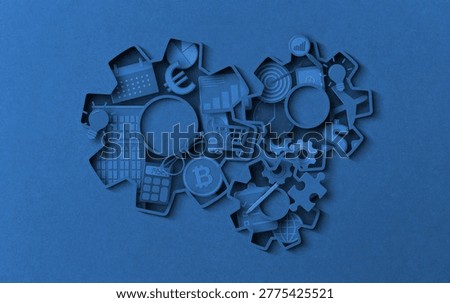 Business ecosystem concept with interconnected elements and icons