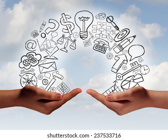 Business Exchange Concept As Two Human Hands From Diverse Cultural Backgrounds Exchanging Financial And Economic Information And Training As A Metaphor For Team Success.