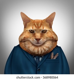 Business Fat Cat Character As A Feline Tycoon Businessman Character As A Symbol For A Wealthy Boss Or A Greedy And Selfish Magnate Owner.