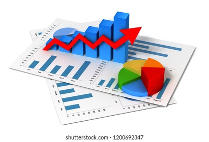 business finance graph chart 3d illustration isolated