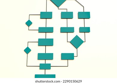 Business flow chart, workflow and processes. Green flow chart to visualize a concept, industrial process or strategy. Workflow, operation, planning, organization, sequence and development. - Powered by Shutterstock - Get 15% off with code: PIKWIZARD15