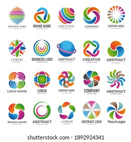 Business Globe Logo. Advertising Abstract Round Colored Shapes Graph Colored Circle Elements Travel Company World Globe