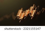 Business gold candlestick investment stock exchange wealth financial concept on 3d golden trade market background of growth finance chart success commercial graph diagram or savings trading value.