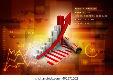 business graph 3d rendaring