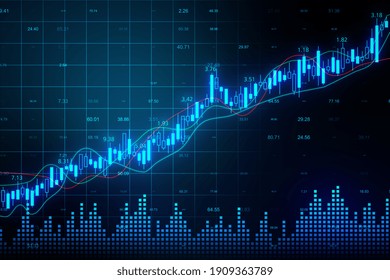 Business graph and candlestick charts interface on digital screen. Business and trade concept. 3D Rendering