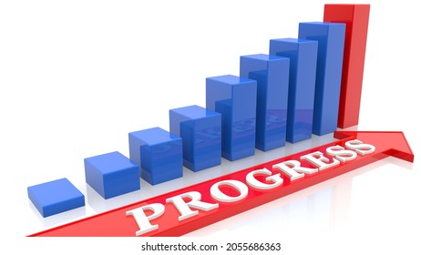 Business graph with progress concept.3d illustration