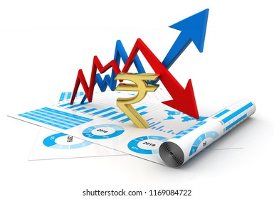 Business Graph Rupee Sign Indian Rupee Stock Illustration 1169084722 ...