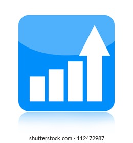 Business growth statistical graph icon with upward arrow
