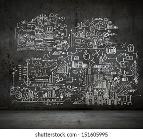 Business Sketch Ideas Against Dark Wall Stock Photo 148910144 ...