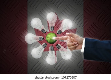 business hand selecting business icon on old Canada flag background. - Shutterstock ID 109270307
