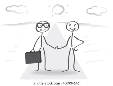 Business Handshake Of Two Stick Figures