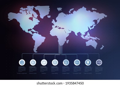 World? Map? And? Static? Data? Chart? Use? For? Presentation?  Business Infographic Template.   World Map And Info Graphics Elements