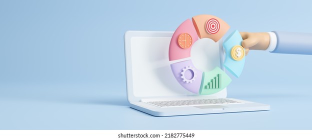 Business Intelligence Dashboard, Balanced Scorecard. Performance Data Visualization Abstract Concep. Data Analysis, Strategic Management. Balanced Scorecard Infographic. 3d Rendering Illustration