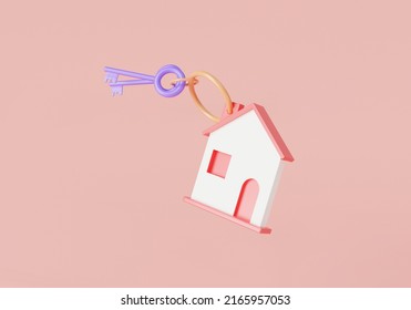 Business Loans For Real Estate Concept.3d Icon Rendering Illustration Of Home With Key.New House,Mortgage,investment,residential Finance Economy,home Property Investment,moving Home,renting Property